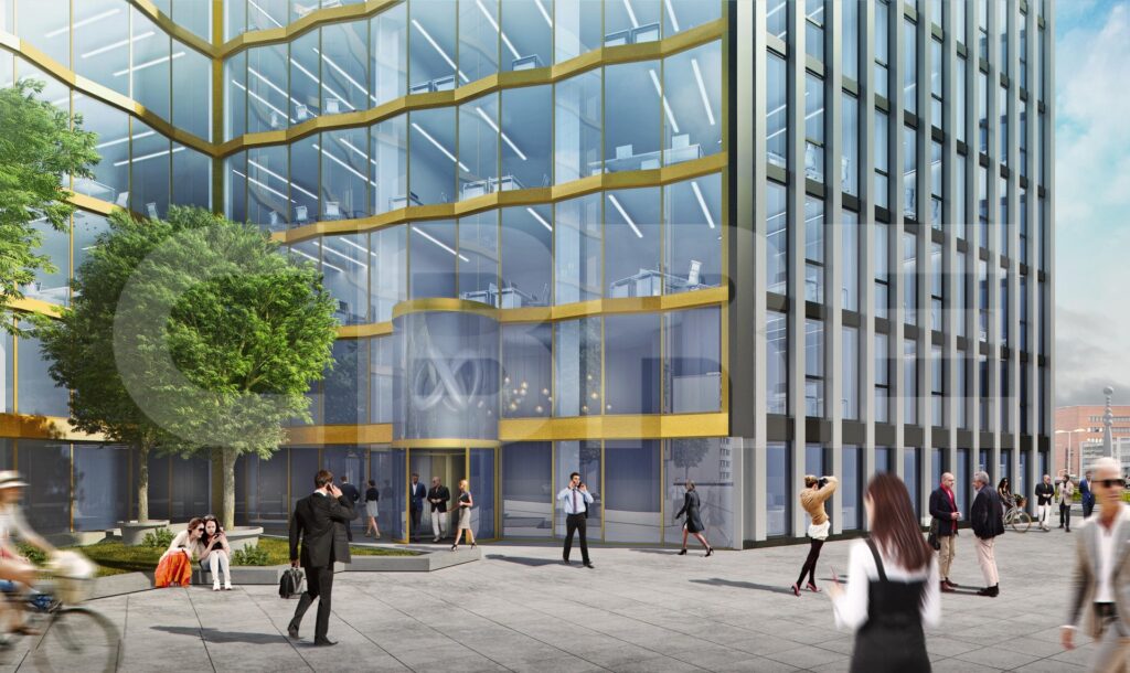 Bürogebäude Element in Prag mit moderner Glasfassade und klarer Architektur – entworfen von TMLC Architects, Architekten Martin Troeethan und Clemens Liedermann-Seiss