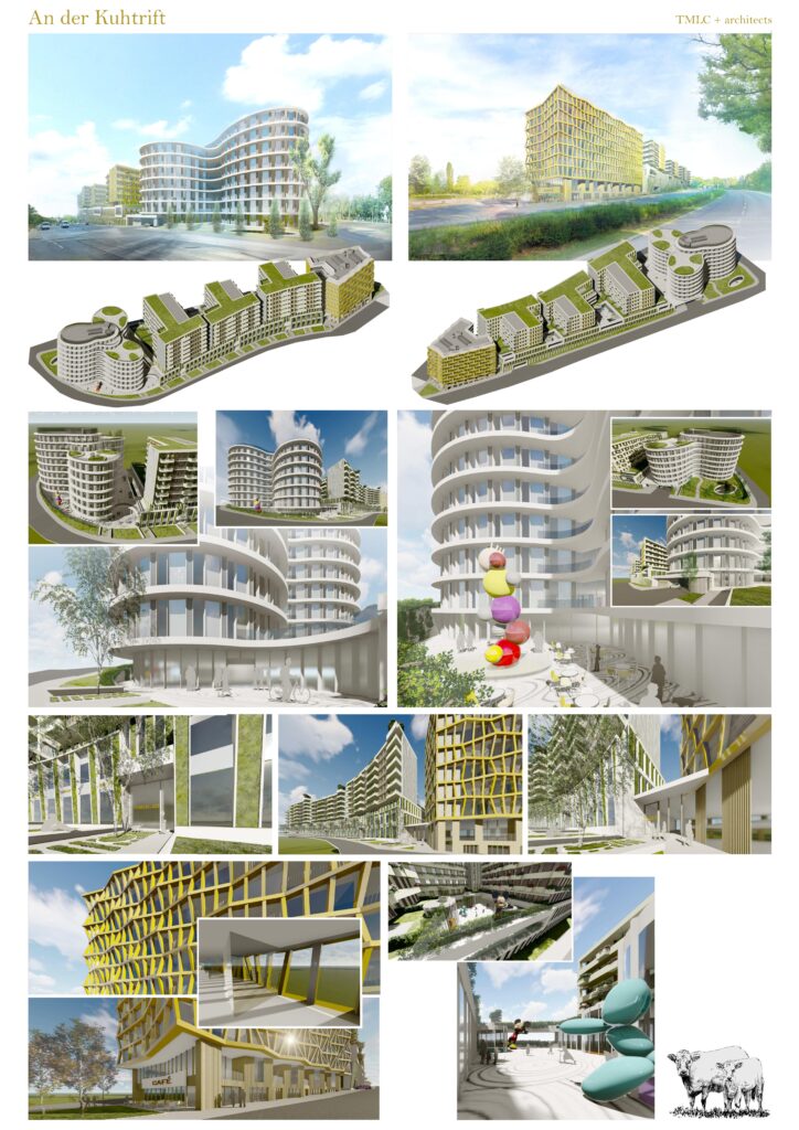 Mixed-Use Projekt An der Kuhtrift in Wien – Wettbewerbseinreichung für Büro, Wohnen, Geschäft und Garage, gestaltet von TMLC Architects, Martin Troethan und Clemens Liedermann-Seiss