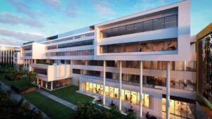 Inno Plaza Bürogebäude in Wien – zeitgenössische Architektur mit klarer Fassadengliederung von TMLC Architects, Martin Troethan und Clemens Liedermann-Seiss