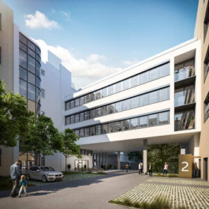 Inno Plaza Bürogebäude in Wien – zeitgenössische Architektur mit klarer Fassadengliederung von TMLC Architects, Martin Troethan und Clemens Liedermann-Seiss